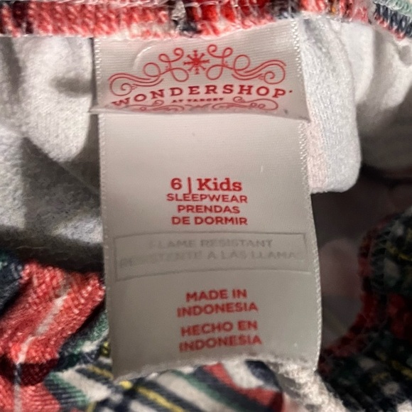 Wondershop Unisex Tartan  Red & White Plaid Kids Pajama pants bottoms  Size 6 - Picture 3 of 6